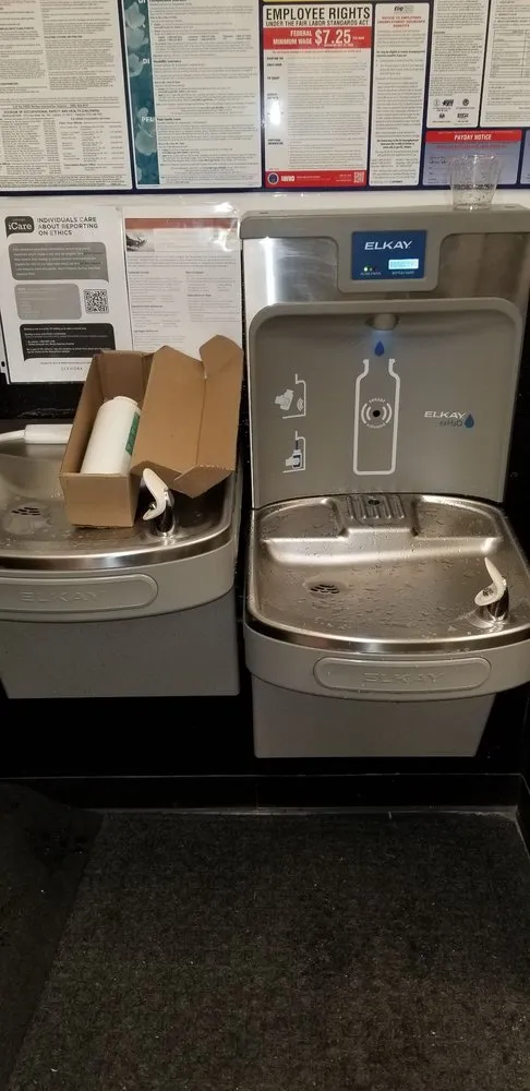 Commercial drinking fountain and bottle-filling station installation